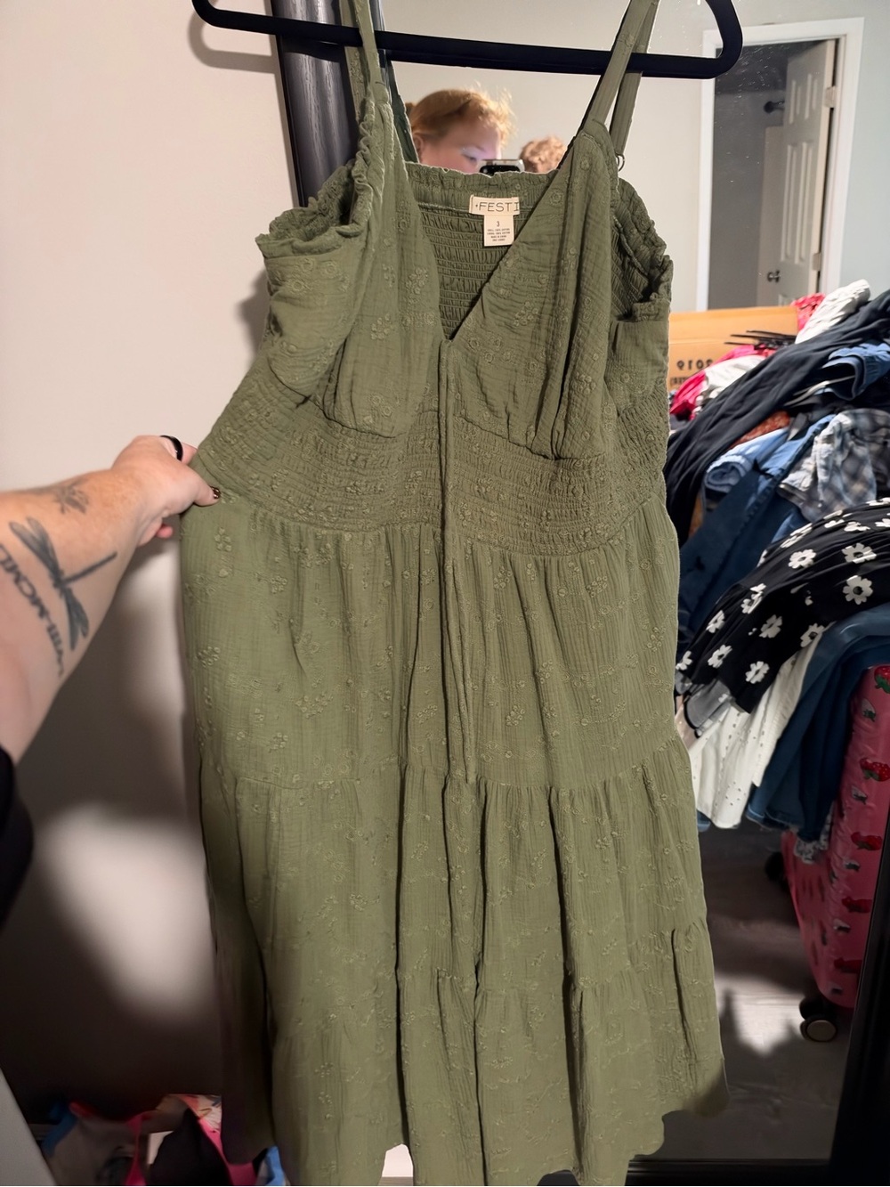 torrid Olive Green Tiered Midi Dress